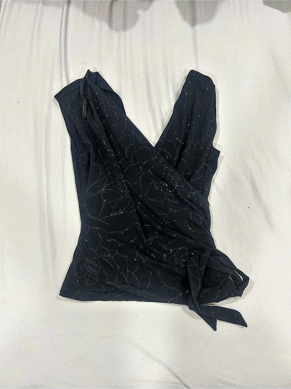 digital clothing Black Wrap sparkle top